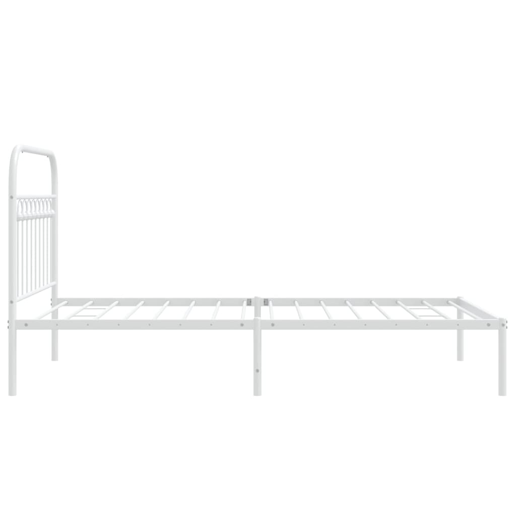 Metal Bed Frame with Headboard White 100x190 cm