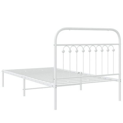 Metal Bed Frame with Headboard White 100x190 cm