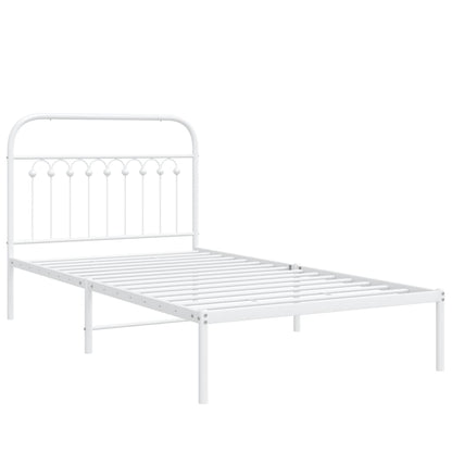 Metal Bed Frame with Headboard White 100x200 cm