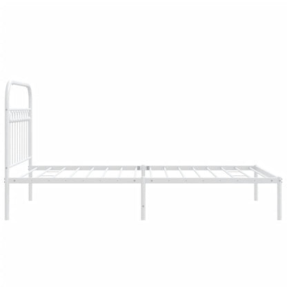 Metal Bed Frame with Headboard White 100x200 cm