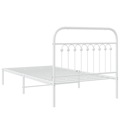 Metal Bed Frame with Headboard White 100x200 cm