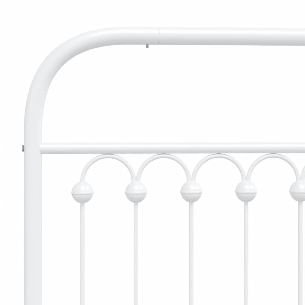 Metal Bed Frame with Headboard White 100x200 cm