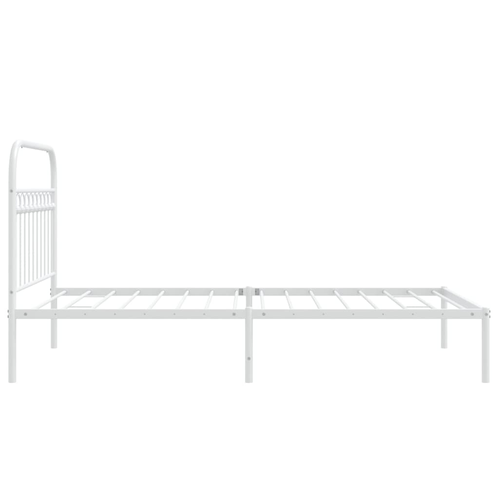 Metal Bed Frame with Headboard White 107x203 cm