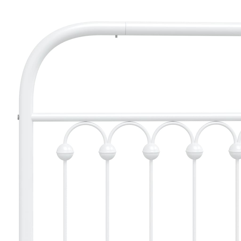 Metal Bed Frame with Headboard White 107x203 cm