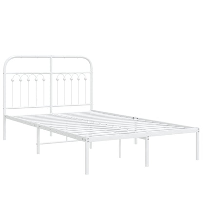 Metal Bed Frame with Headboard White 120x190 cm Small Double