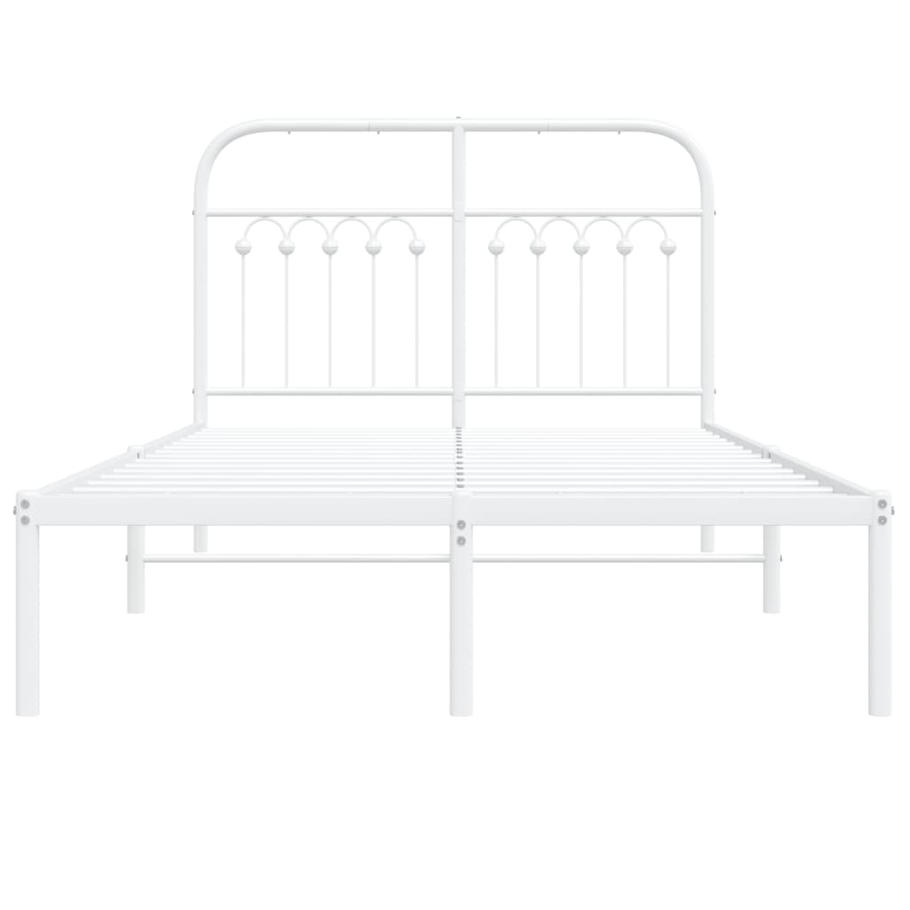 Metal Bed Frame with Headboard White 120x190 cm Small Double