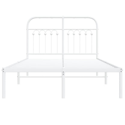 Metal Bed Frame with Headboard White 120x190 cm Small Double