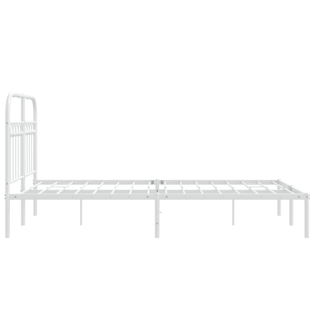 Metal Bed Frame with Headboard White 120x190 cm Small Double