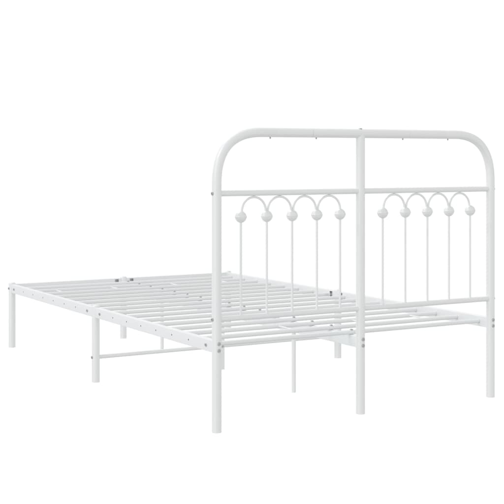 Metal Bed Frame with Headboard White 120x190 cm Small Double