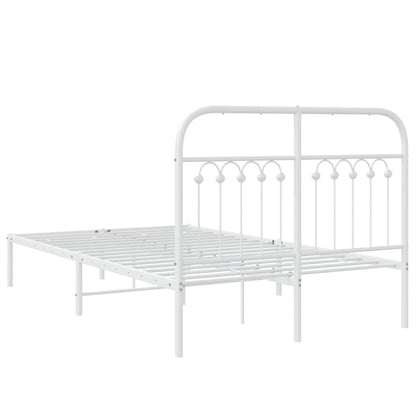 Metal Bed Frame with Headboard White 120x190 cm Small Double