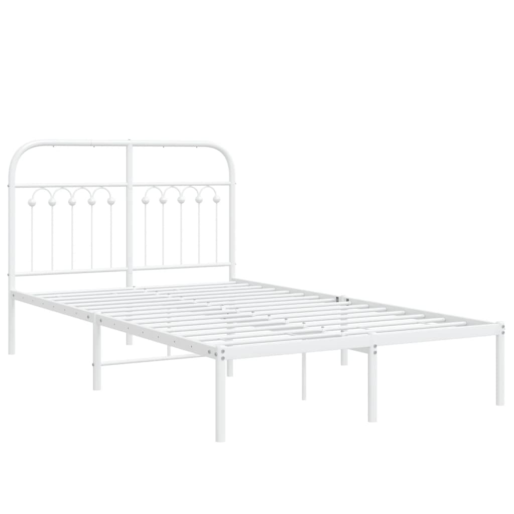 Metal Bed Frame with Headboard White 120x200 cm