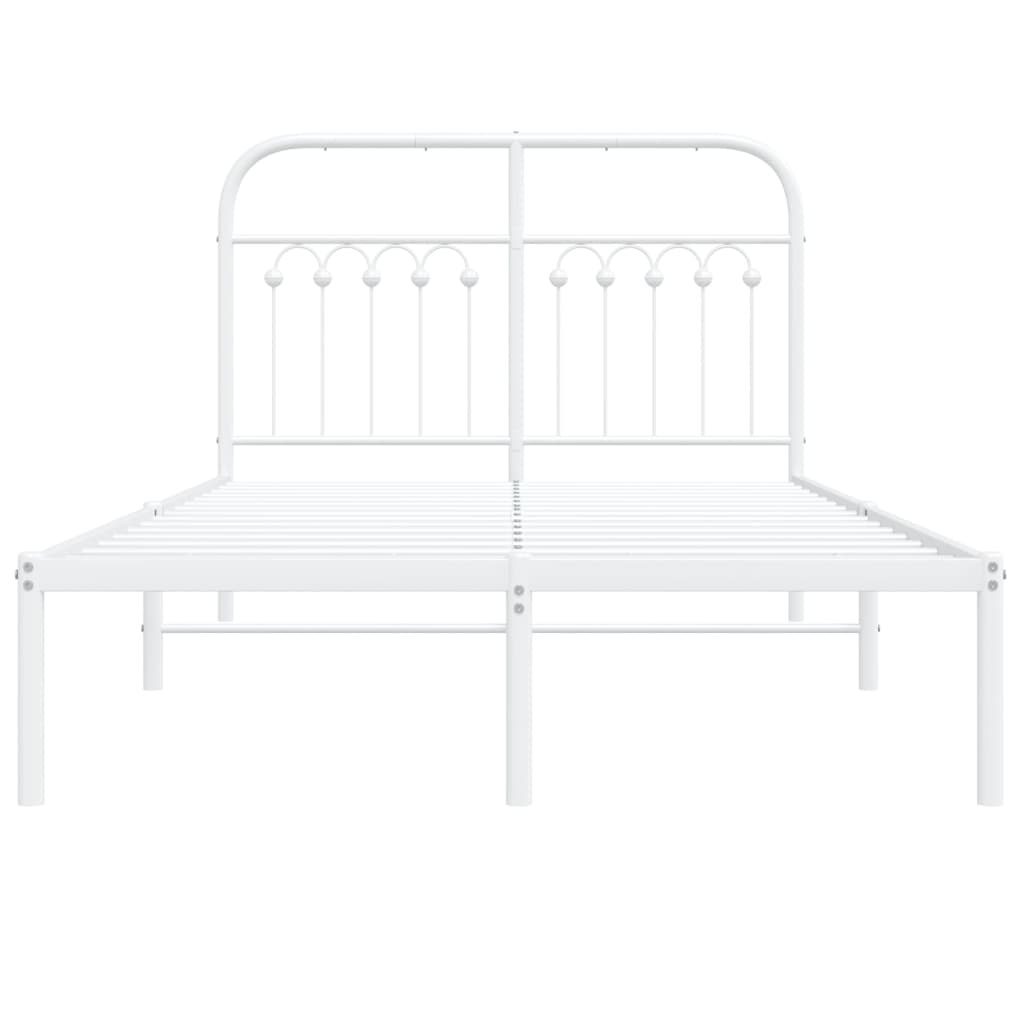 Metal Bed Frame with Headboard White 120x200 cm