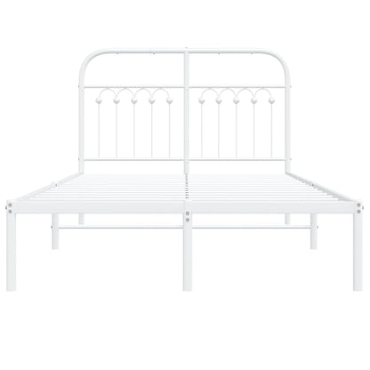 Metal Bed Frame with Headboard White 120x200 cm