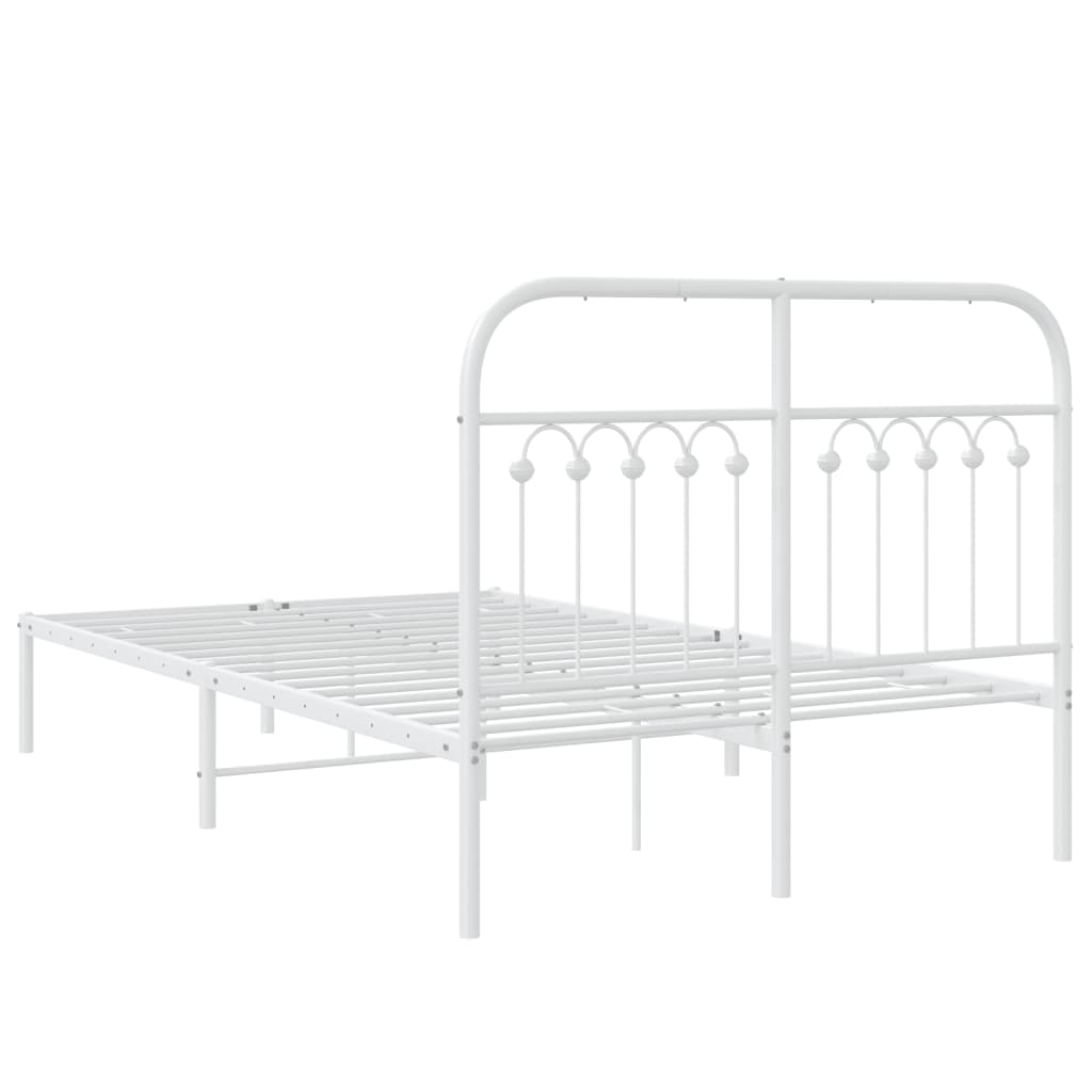 Metal Bed Frame with Headboard White 120x200 cm