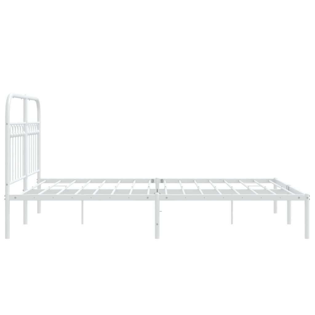 Metal Bed Frame with Headboard White 135x190 cm Double