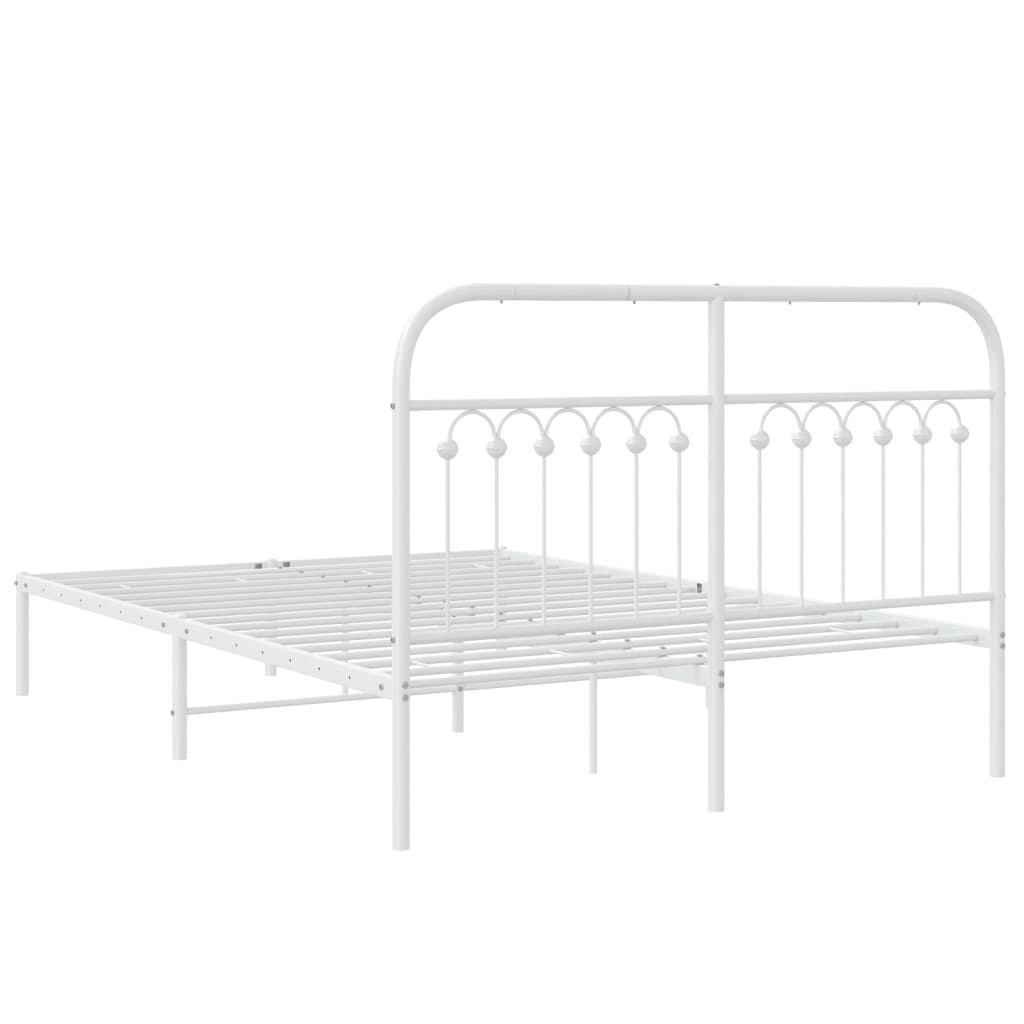 Metal Bed Frame with Headboard White 135x190 cm Double