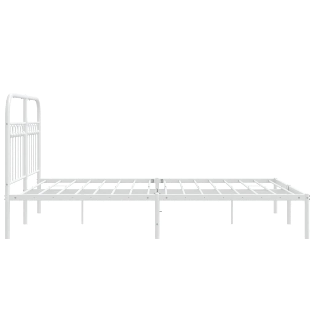 Metal Bed Frame with Headboard White 140x190 cm