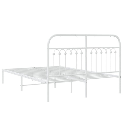 Metal Bed Frame with Headboard White 140x190 cm