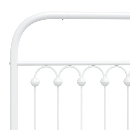 Metal Bed Frame with Headboard White 140x190 cm