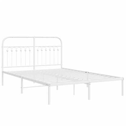 Metal Bed Frame with Headboard White 140x200 cm