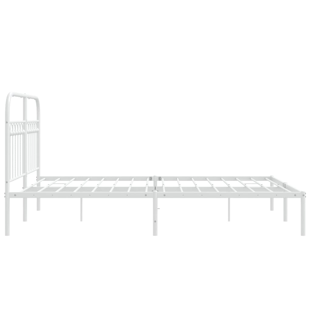 Metal Bed Frame with Headboard White 140x200 cm