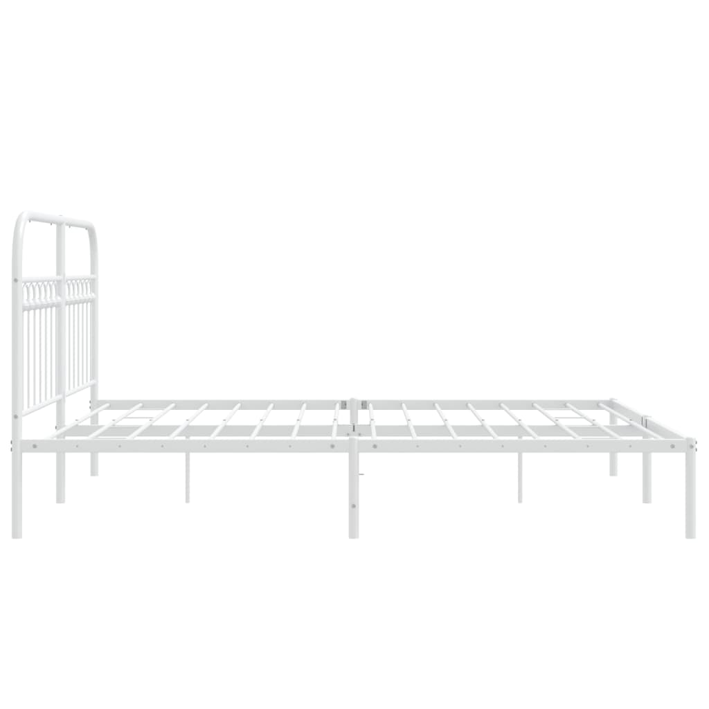 Metal Bed Frame with Headboard White 150x200 cm King Size