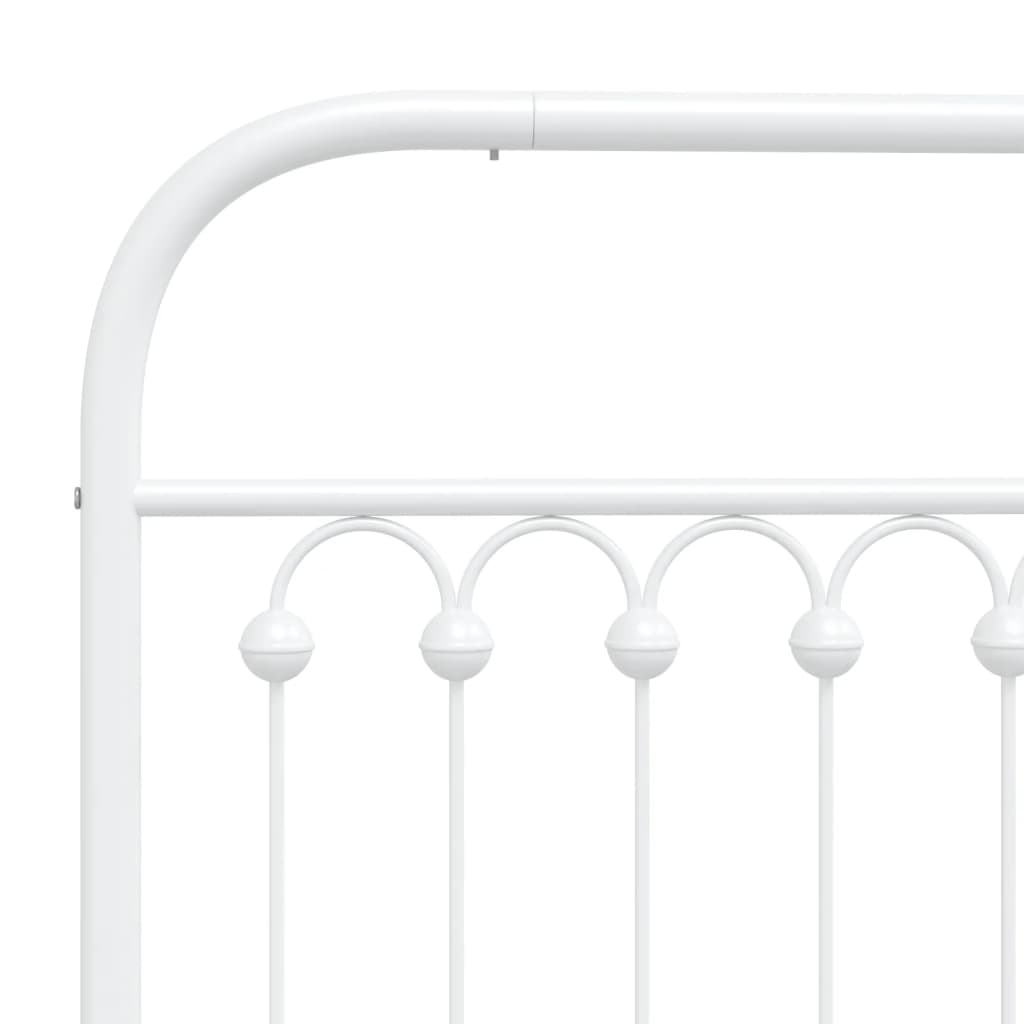 Metal Bed Frame with Headboard White 150x200 cm King Size