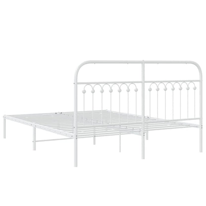 Metal Bed Frame with Headboard White 160x200 cm