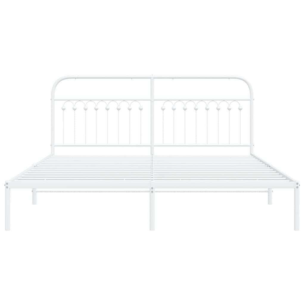 Metal Bed Frame without Mattress with Headboard White 183x203 cm