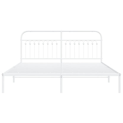 Metal Bed Frame without Mattress with Headboard White 183x203 cm