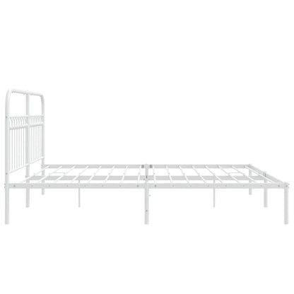 Metal Bed Frame without Mattress with Headboard White 183x203 cm