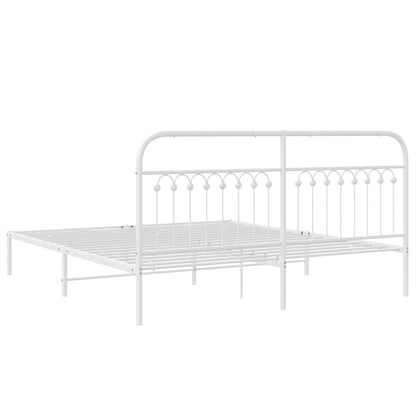 Metal Bed Frame without Mattress with Headboard White 183x203 cm