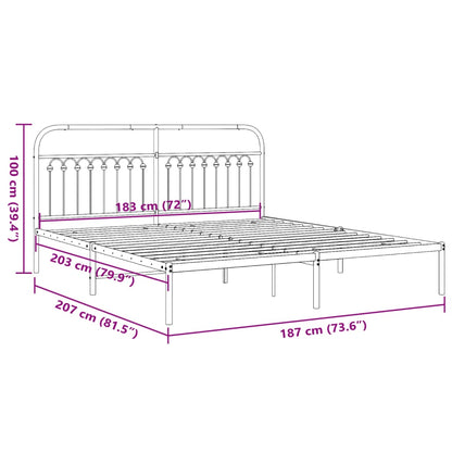 Metal Bed Frame without Mattress with Headboard White 183x203 cm