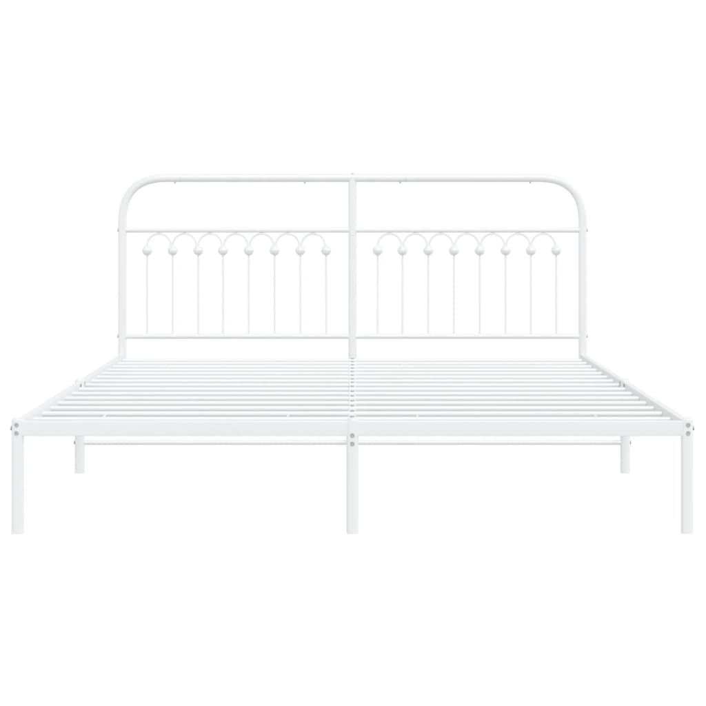 Metal Bed Frame with Headboard White 183x213 cm