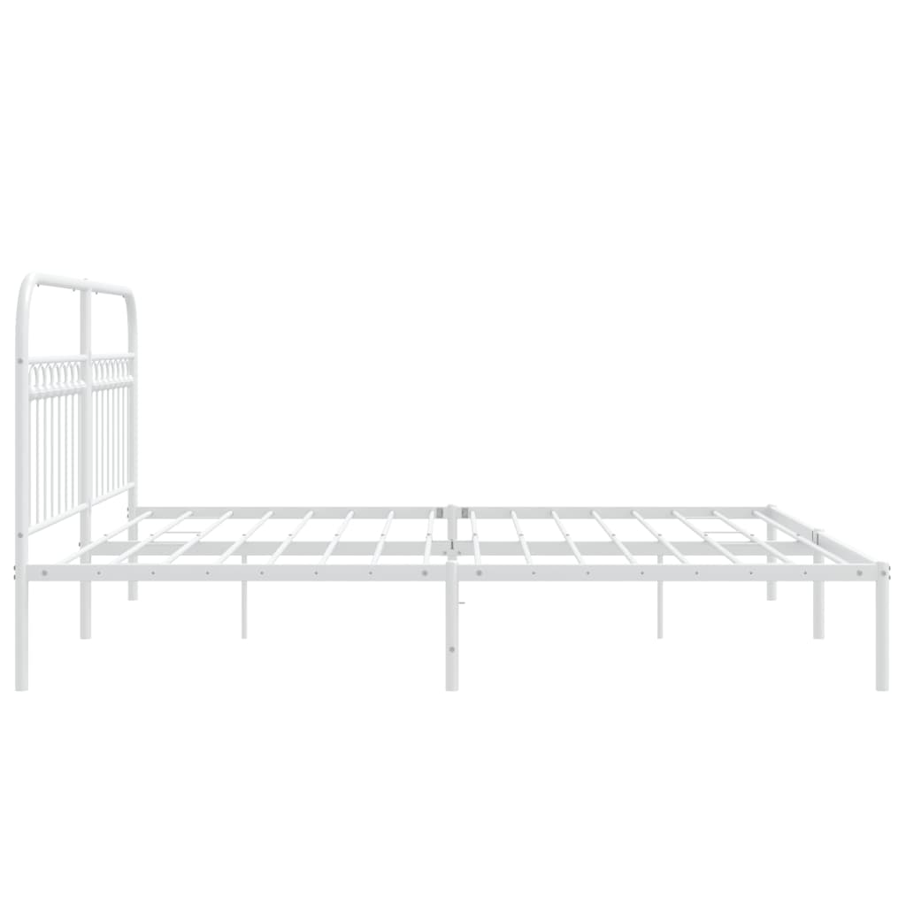 Metal Bed Frame with Headboard White 183x213 cm