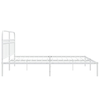 Metal Bed Frame with Headboard White 183x213 cm