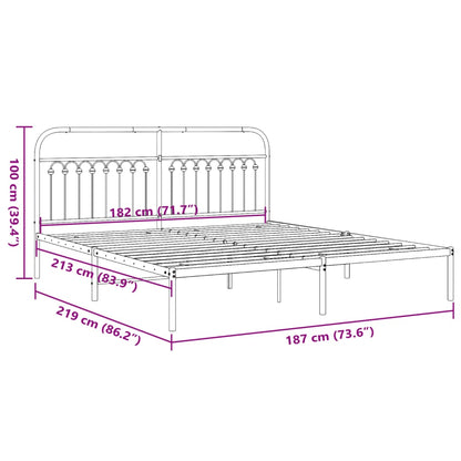 Metal Bed Frame with Headboard White 183x213 cm