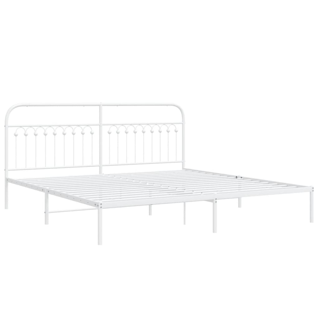 Metal Bed Frame without Mattress with Headboard White 193x203 cm