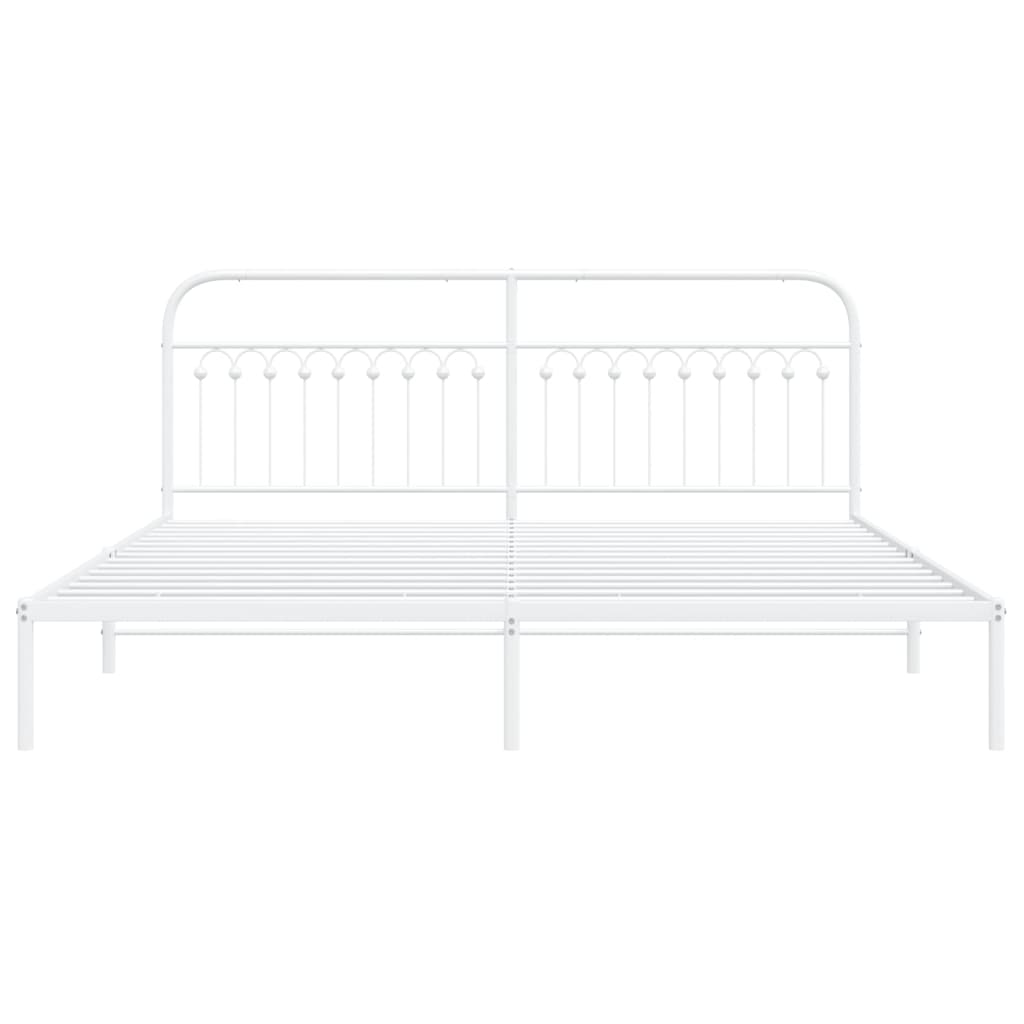 Metal Bed Frame without Mattress with Headboard White 193x203 cm