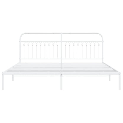 Metal Bed Frame without Mattress with Headboard White 193x203 cm