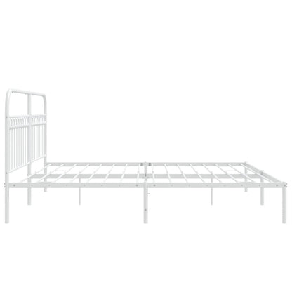 Metal Bed Frame without Mattress with Headboard White 193x203 cm