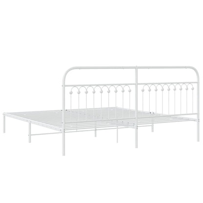 Metal Bed Frame without Mattress with Headboard White 193x203 cm