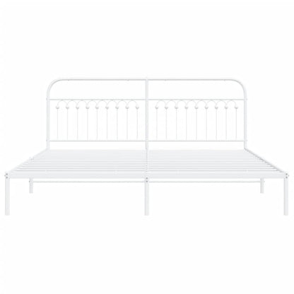 Metal Bed Frame with Headboard White 200x200 cm