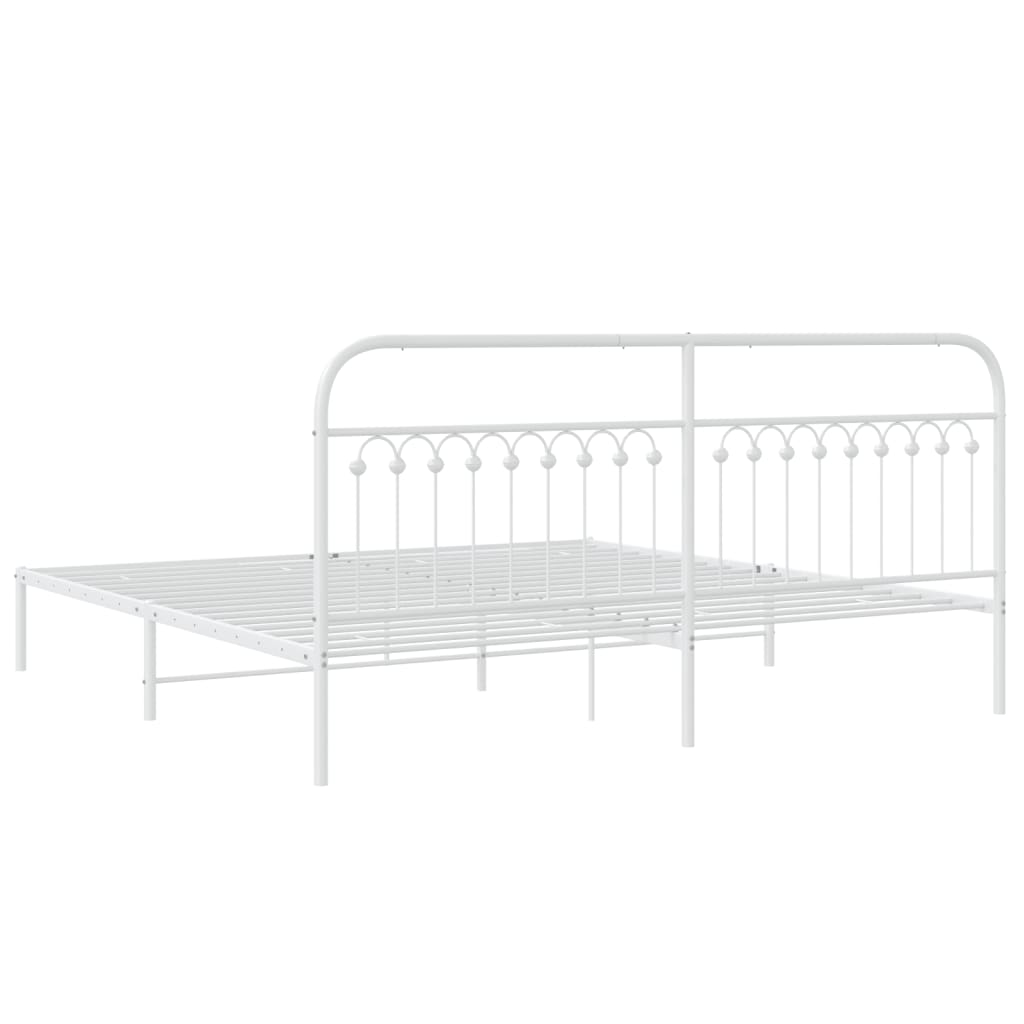 Metal Bed Frame with Headboard White 200x200 cm