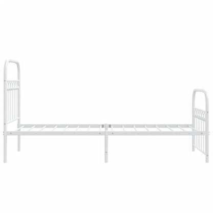 Metal Bed Frame with Headboard and Footboard White 75x190 cm Small Single