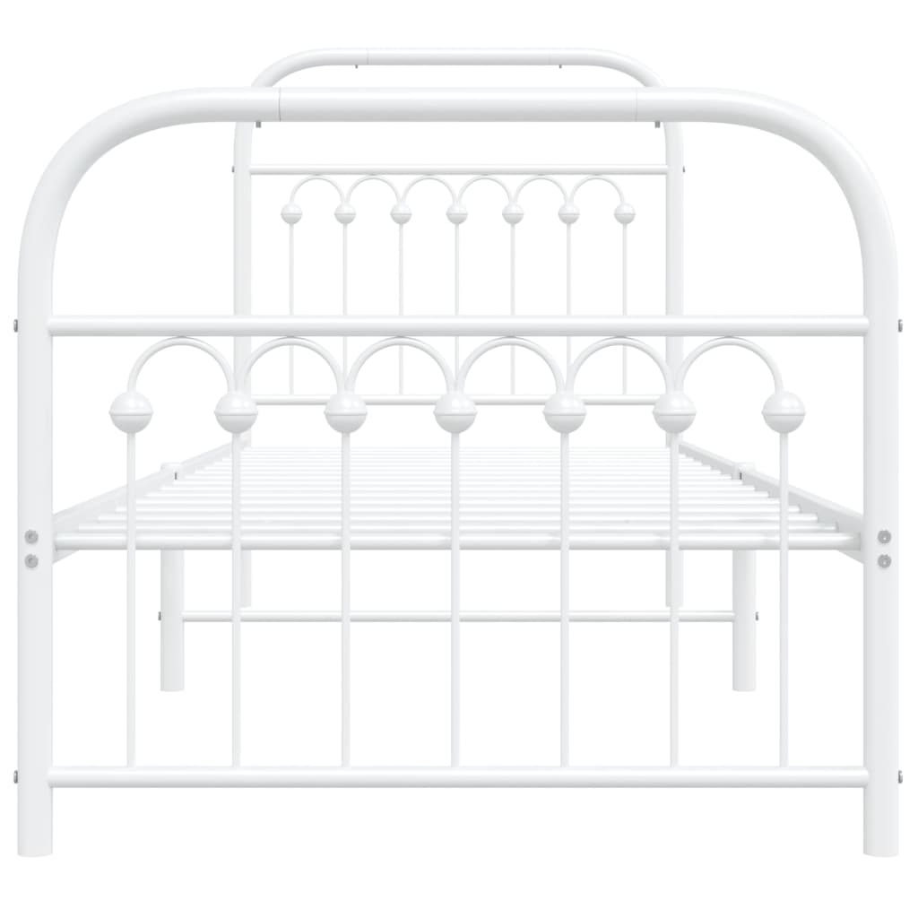 Metal Bed Frame without Mattress with Footboard White 80x200 cm