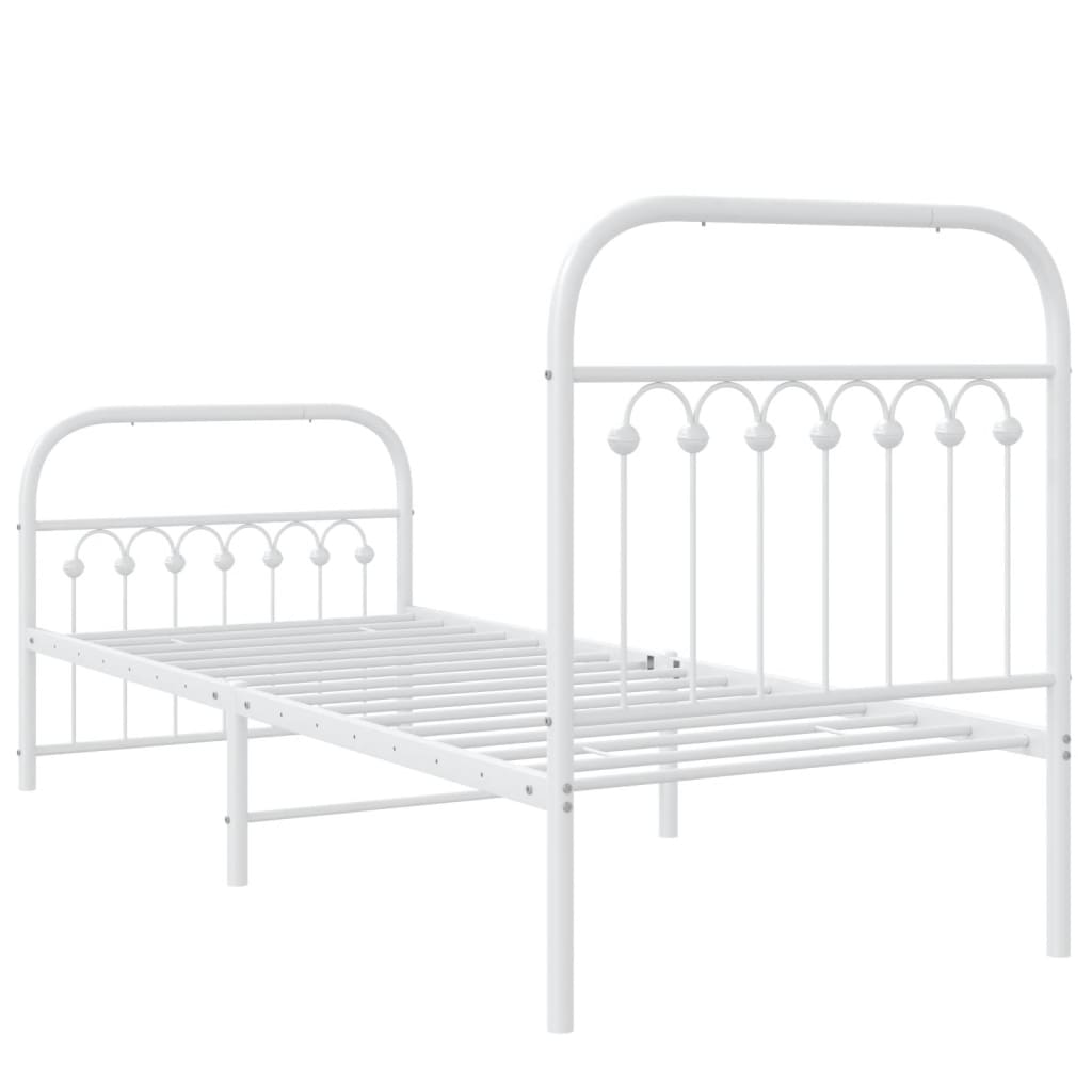 Metal Bed Frame without Mattress with Footboard White 80x200 cm