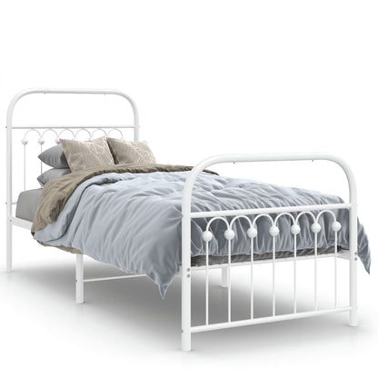 Metal Bed Frame without Mattress with Footboard White 80x200 cm