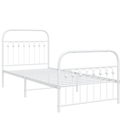 Metal Bed Frame with Headboard and Footboard White 90x190 cm Single