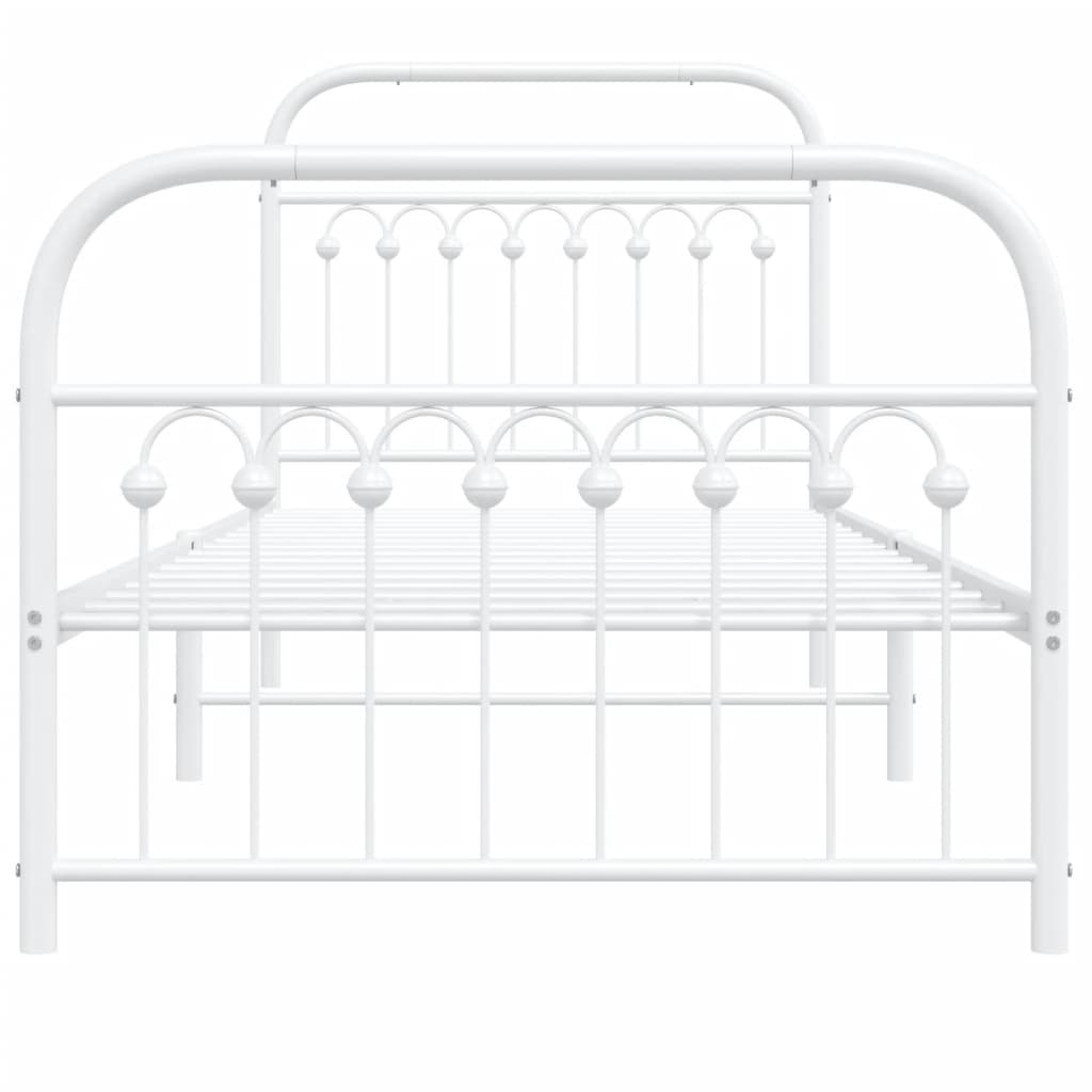 Metal Bed Frame with Headboard and Footboard White 90x190 cm Single